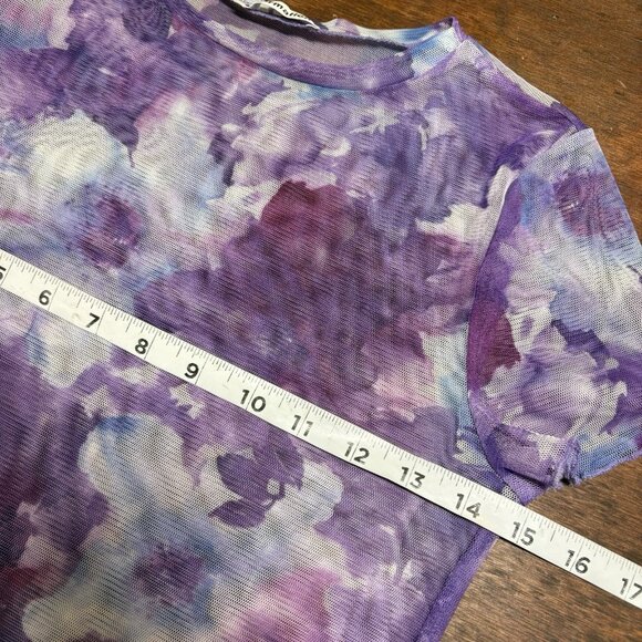 Reformation Sheer Mesh Floral Crop Top XS Purple Fairy‎ Stretch Y2K Grunge Boho - Picture 10 of 10